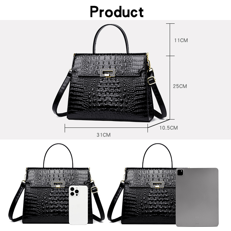 QPN2099 Moda Feminina Simples Fechamento Quadrado Bolsa de Ombro Diária para Escritório