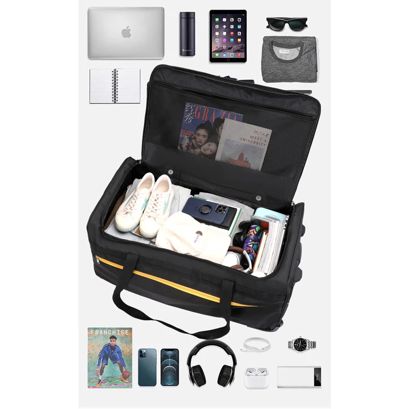 FLPN-7510-1 Bolsa de viagem dobr&aacute;vel com listras de tecido Oxford de grande capacidade
