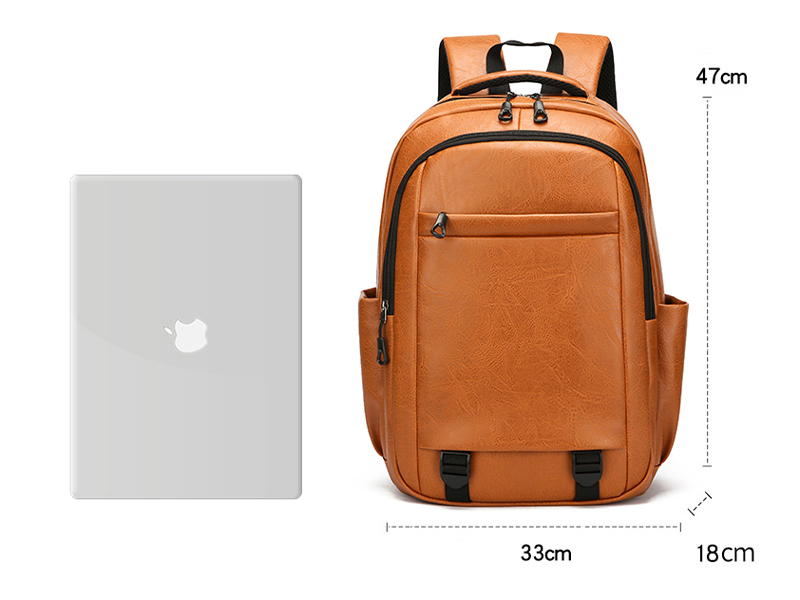 DK1166 Mochila masculina impermeável de couro PU com costas macias