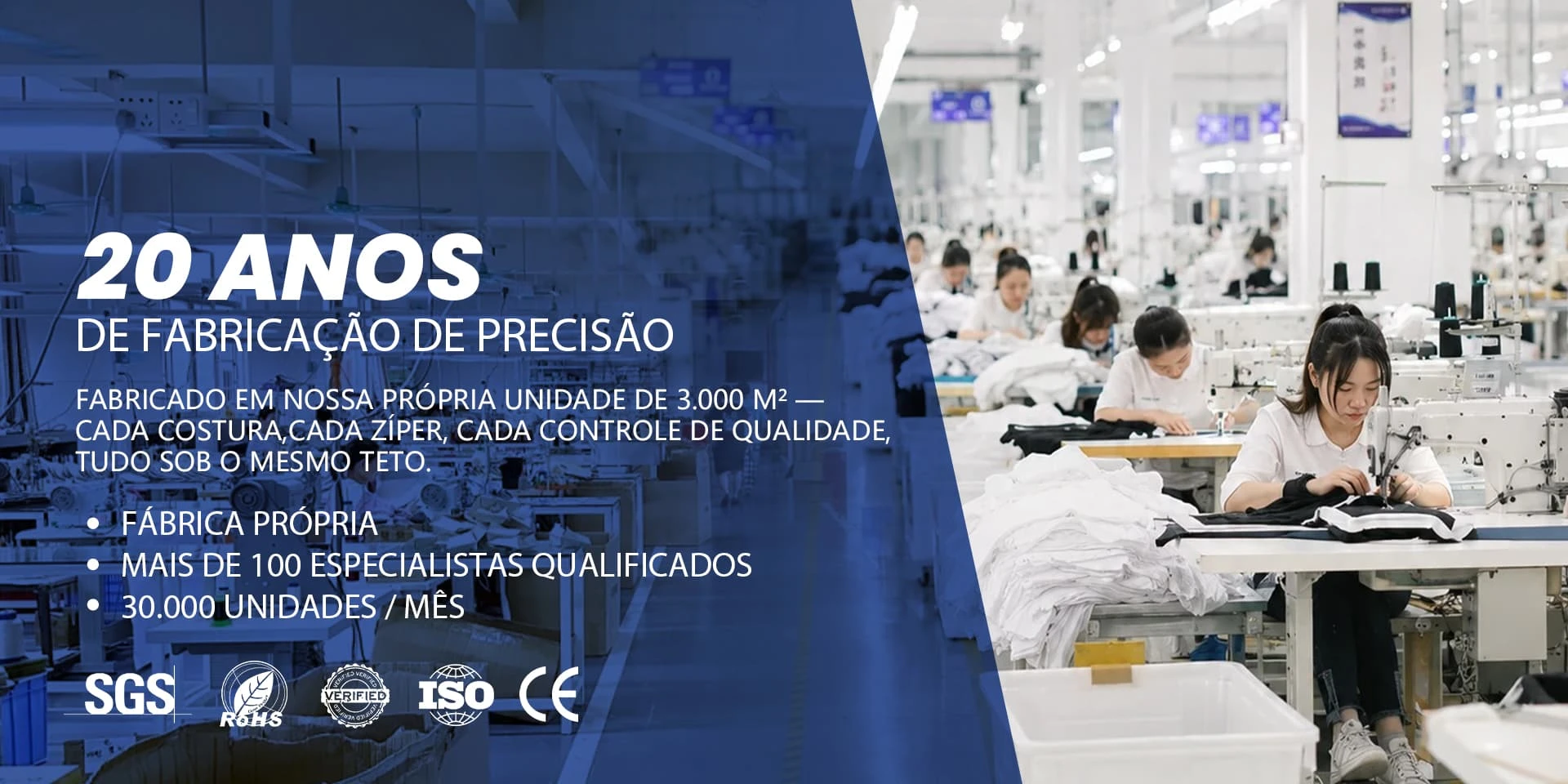F&aacute;brica de malas e bolsas h&aacute; 20 anos, mais de 100 t&eacute;cnicos especializados, produ&ccedil;&atilde;o mensal superior a 30.000 unidades